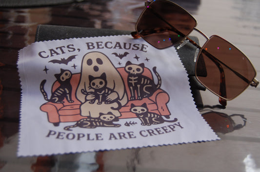 Brillenputztuch "Cats, Because People Are Creepy" – Lustiges Hallowen Katzen Motiv