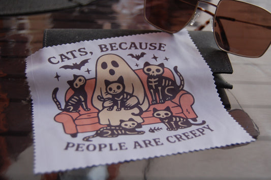 Brillenputztuch "Cats, Because People Are Creepy" – Lustiges Hallowen Katzen Motiv