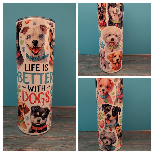 "Life is Better with Dogs" Thermobecher (500 ml) – Großer Isolierbecher aus Edelstahl für Hundefreunde