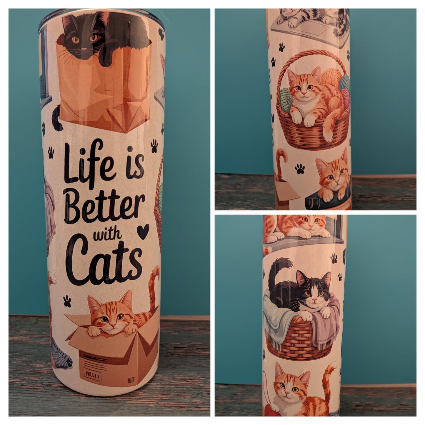 Katzen-Thermobecher | "Life is Better with Cats" | Edelstahl