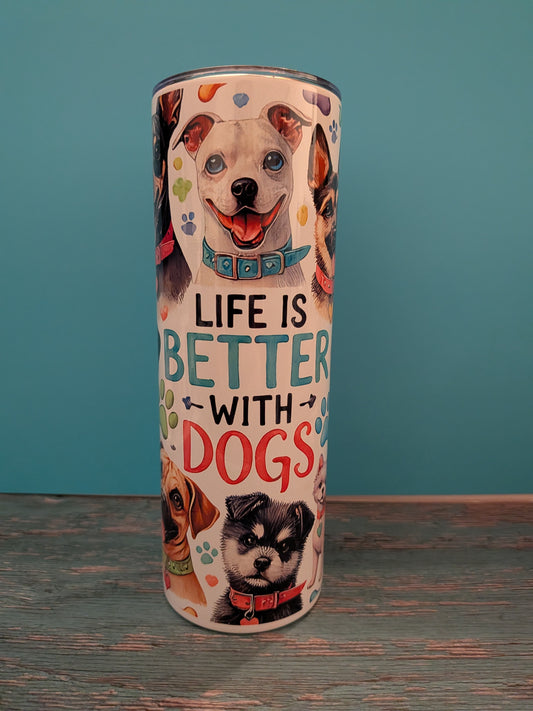 "Life is Better with Dogs" Thermobecher (500 ml) – Großer Isolierbecher aus Edelstahl für Hundefreunde